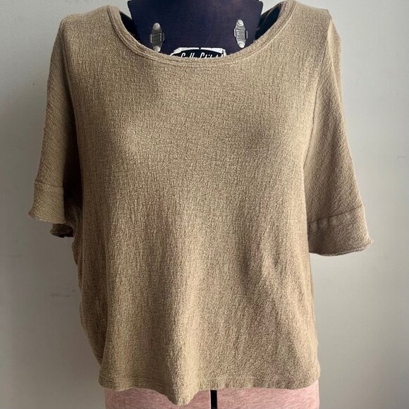 Madewell Textured Cotton Boxy Tee – Olive Green – Size M - Picture 2 of 6